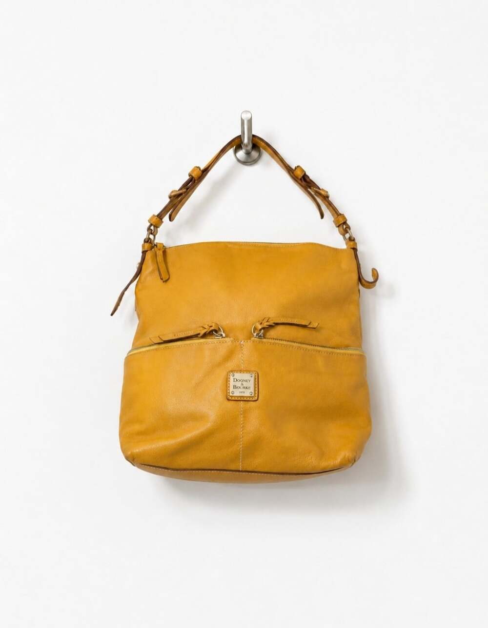 Dooney & Bourke Dillen Mustard Yellow Pebbled Leather Hobo Shoulder Bag
